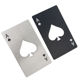 Holiday Party Portable Credit Card Size Casino Spade A Poker Ace Card Metal Bottle Opener for Beer Soda