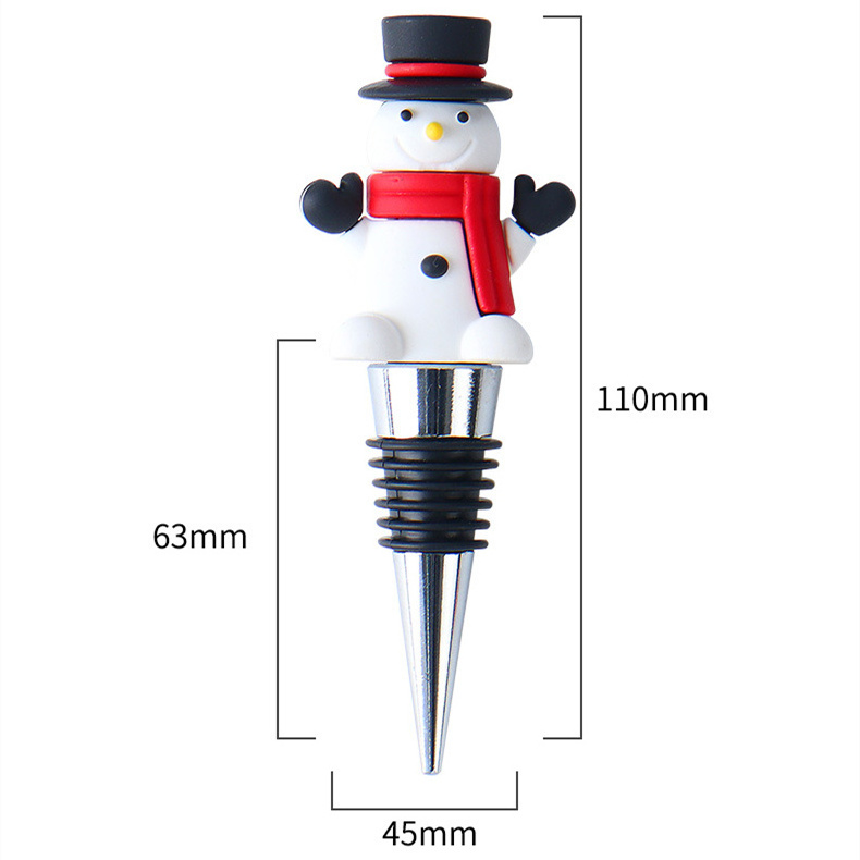 Xmas Holiday Party Decor Bottle Stopper Alloy Steel Christmas Snowman Wine Stopper