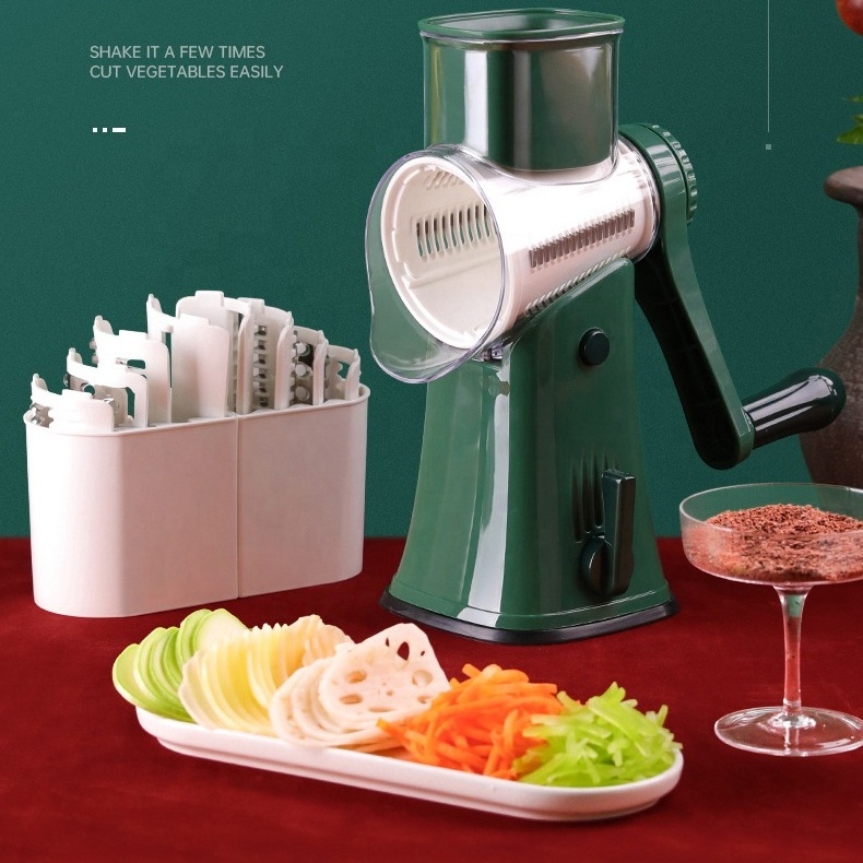 Manual Rotating Hand Cuber Slicer Cheese Nut Veggies Chopper Rotary Hand Crank Vegetable Cutter Potato Shredder