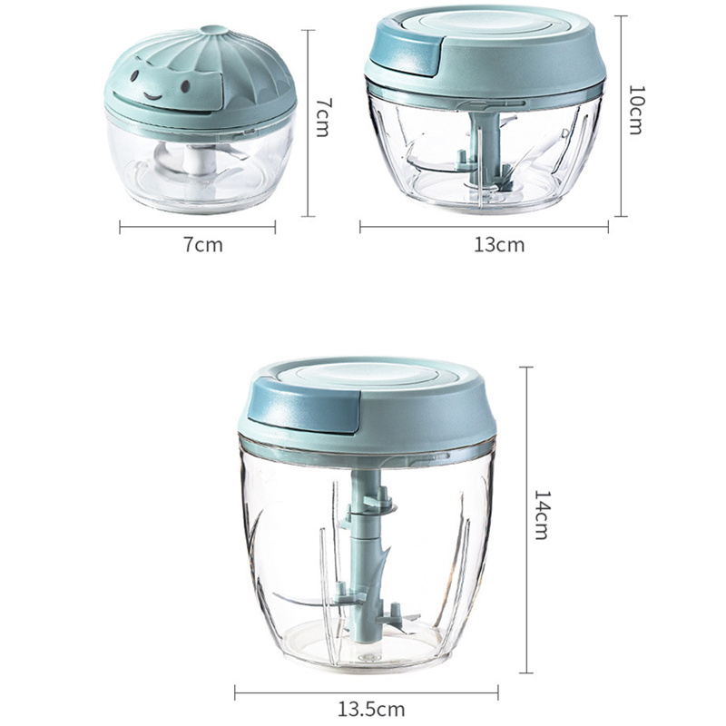 3pcs Mechanism Speed Pull Chop Chopper Manual Food Processor with Cord