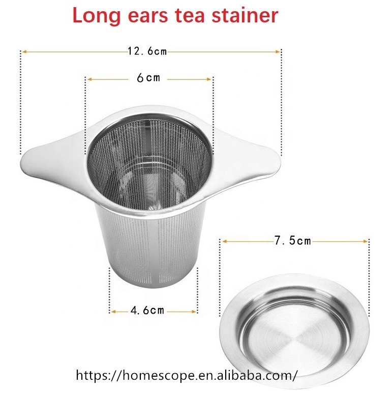 Folding Long-Handled Fine Mesh Diffuser Tea Brewing Steeper Cup Infuser Stainless Steel Basket Tea Strainer for Loose Tea