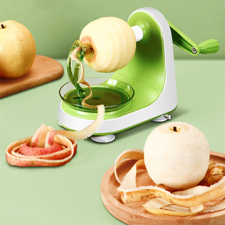 Kitchen Fruit Tool Suction Non Slip Counter Grips Automatic Hand Crank Manual Apple Peeler Slicer