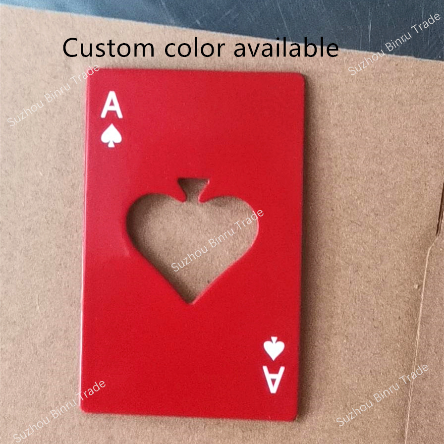 Holiday Party Portable Credit Card Size Casino Spade A Poker Ace Card Metal Bottle Opener for Beer Soda