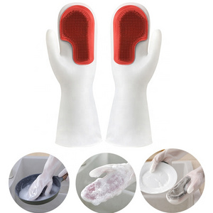 Household Cleaning Pet Care Rubber Brush Dish Washing Scrub Glove Sponge Kitchen Magic Cleaning Gloves for  for Dishwashing