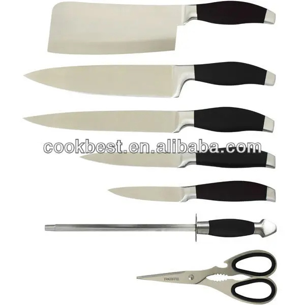 Hot Selling Good Quality Commercial Kitchen Knife Set With Stainless Steel Block And Sharpener