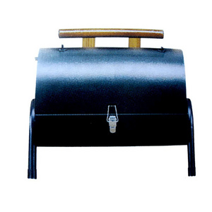 China Manufacturer Customize New black painting surface folding bbq charcoal oven with wood handle Grill Outdoor Charcoal