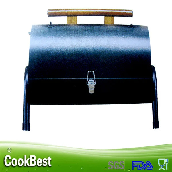 China Manufacturer Customize New black painting surface folding bbq charcoal oven with wood handle Grill Outdoor Charcoal