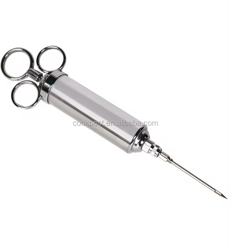 BBQ Stainless Steel Seasoning Injector Marinade Injector 2 Needles Meat 60Ml Food Injector Syringe For Food