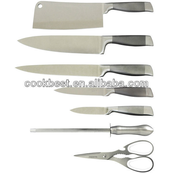 Hot Selling Good Quality Commercial Kitchen Knife Set With Stainless Steel Block And Sharpener