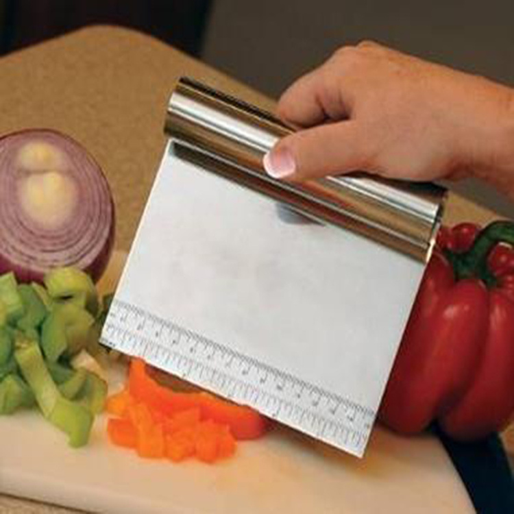 Stainless Steel Kitchen Bench Dough Scraper with Measure Ruler