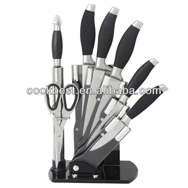 Hot Selling Good Quality Commercial Kitchen Knife Set With Stainless Steel Block And Sharpener