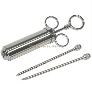 BBQ Stainless Steel Seasoning Injector Marinade Injector 2 Needles Meat 60Ml Food Injector Syringe For Food