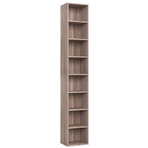 Tall Storage Cube Organizer Dark Oak 8-Tier Wood Bookcase with Adjustable Shelves