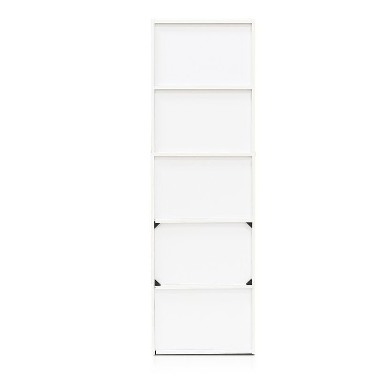 Home Decor White Wood Bookshelf Book Cube Storage Display Open Shelf 5-Tier Narrow Bookcase