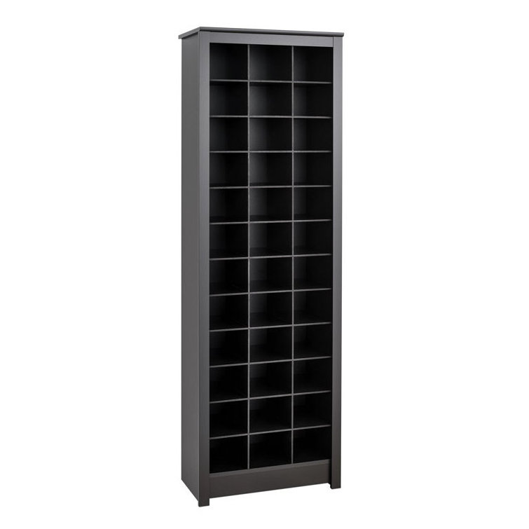 Black MDF Wooden Large Capacity 12-Tier 36 Pair Storage Cabinet Shoe Rack