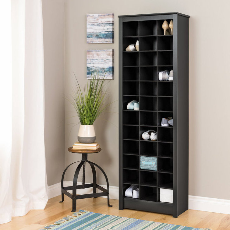 Black MDF Wooden Large Capacity 12-Tier 36 Pair Storage Cabinet Shoe Rack