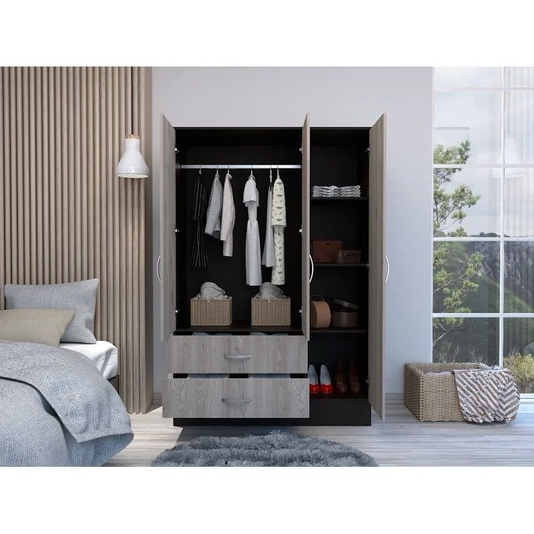 Factory Wholesale Modern Mirrored Armoire wardrobe closet with mirror and drawers