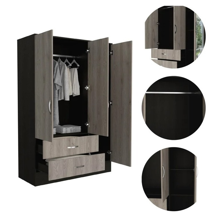 Factory Wholesale Modern Mirrored Armoire wardrobe closet with mirror and drawers