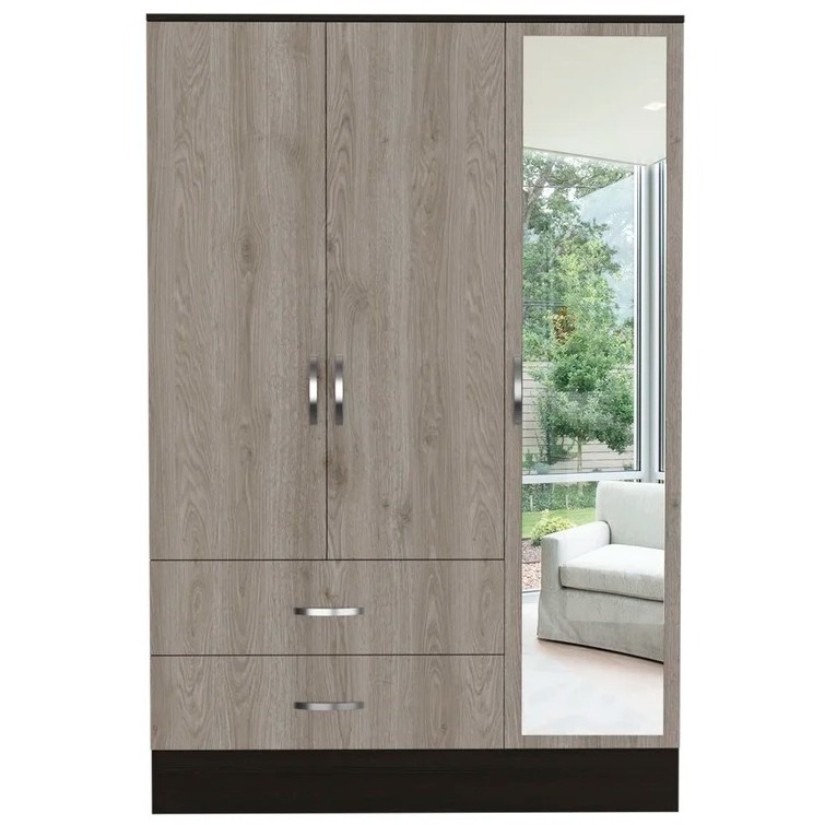 Factory Wholesale Modern Mirrored Armoire wardrobe closet with mirror and drawers