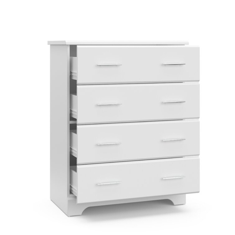 Factory Wholesale Nursery Chest White 4 Storage Drawer Dresser Baby and Kids Bedroom Organizer