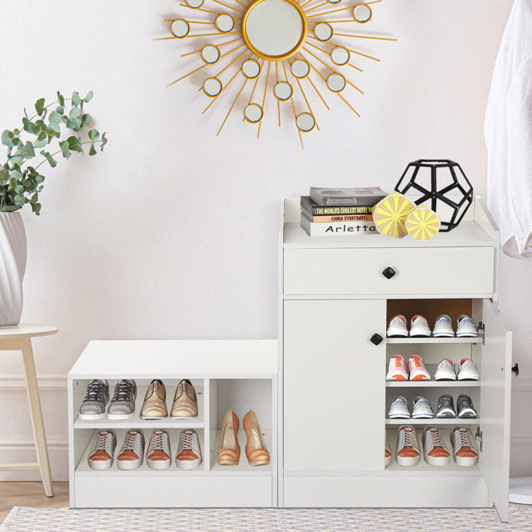 Modern Entrance Wooden Shoe Cabinet with Shoe Storage Bench for Entryway Bedroom