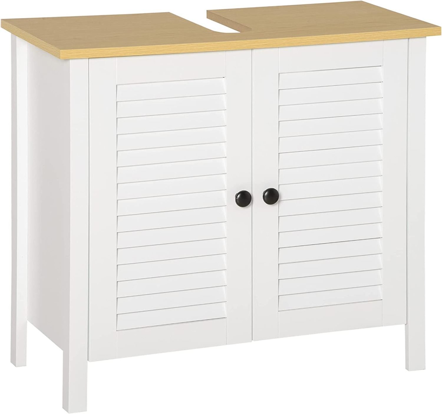 White Painting Wood Floor Bathroom Storage Cabinet Under Sink with Double Layers 2 Door