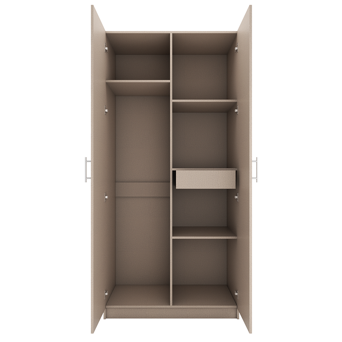 Factory Wholesale 2 Door Wood Armoire Wardrobe with Mirror and Hanging Rod