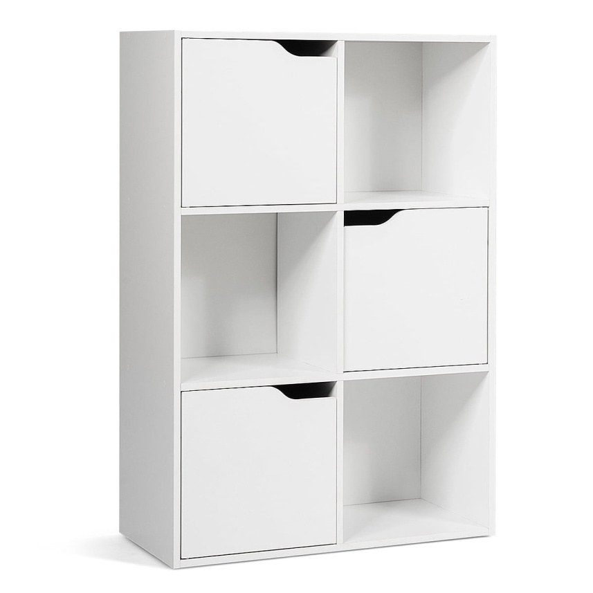 Factory Wholesale Room Divider Organization Bookshelf White Wood Storage Shelves 6 Cube Bookcase Cabinet