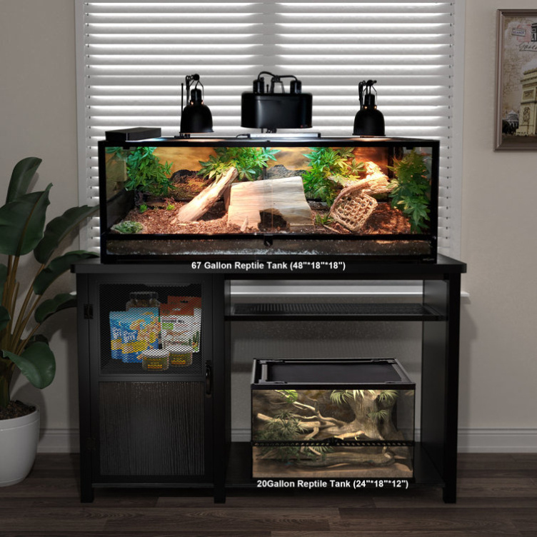 55-75 Gallon Fish Tank Stand Heavy Duty Metal Aquarium Stand with Cabinet for Fish Tank Accessories Storage