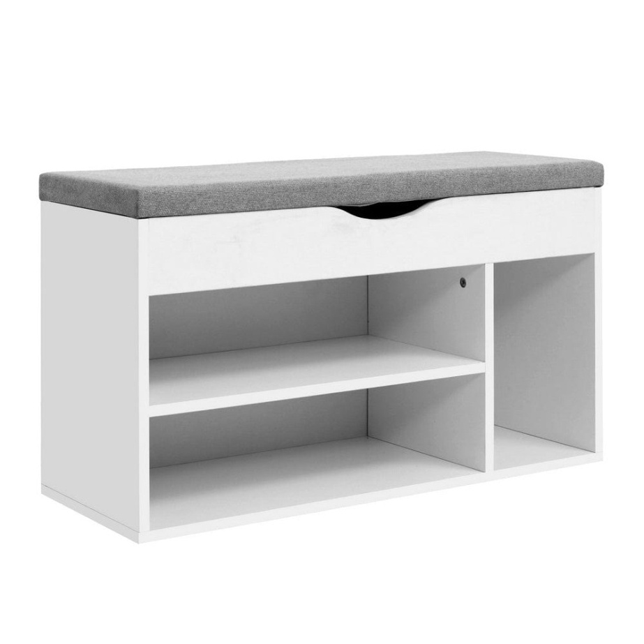 White Shoes Organiser Function Wood Furniture Minimalist Shoe Rack Cabinet  Bench with Seat for Small Home