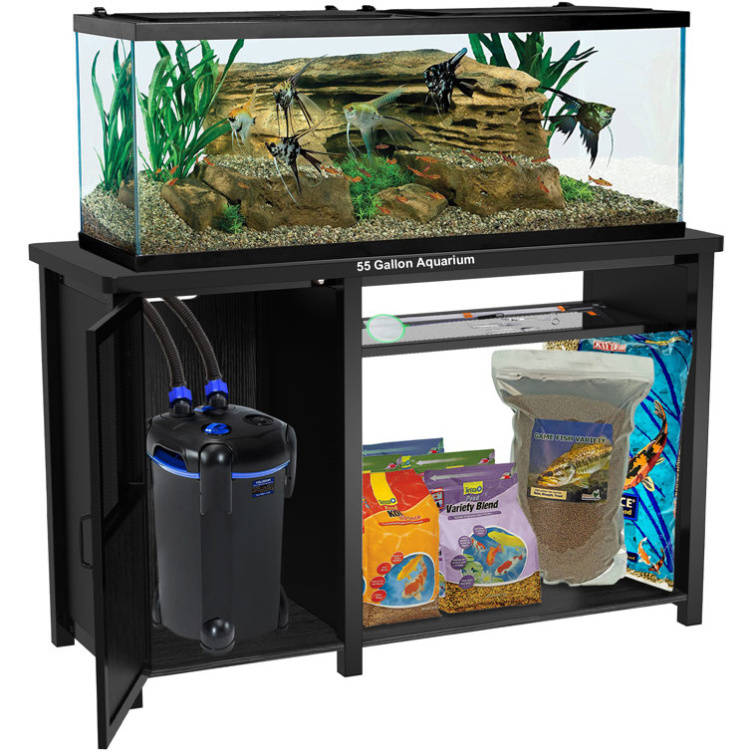 55-75 Gallon Fish Tank Stand Heavy Duty Metal Aquarium Stand with Cabinet for Fish Tank Accessories Storage