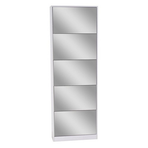 5 Tier Entryway Flip Organizer Mirror Shoe Cabinet for Entryway