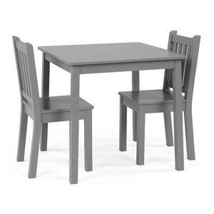 Children's Furniture Wholesale Tall Grey Kids Wood Table and 2 Chairs Set for Toddler Study