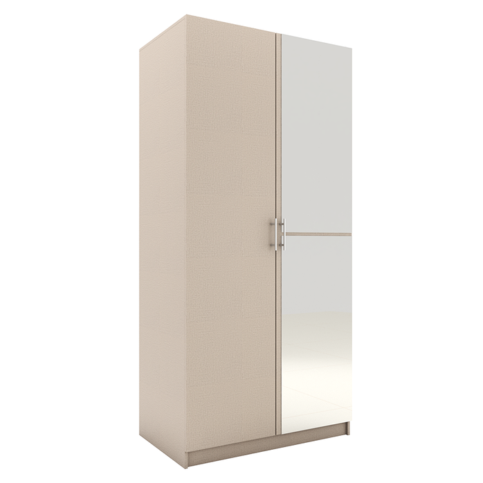 Factory Wholesale 2 Door Wood Armoire Wardrobe with Mirror and Hanging Rod