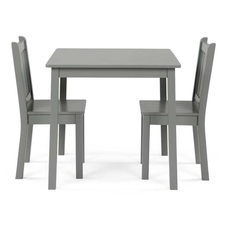 Children's Furniture Wholesale Tall Grey Kids Wood Table and 2 Chairs Set for Toddler Study