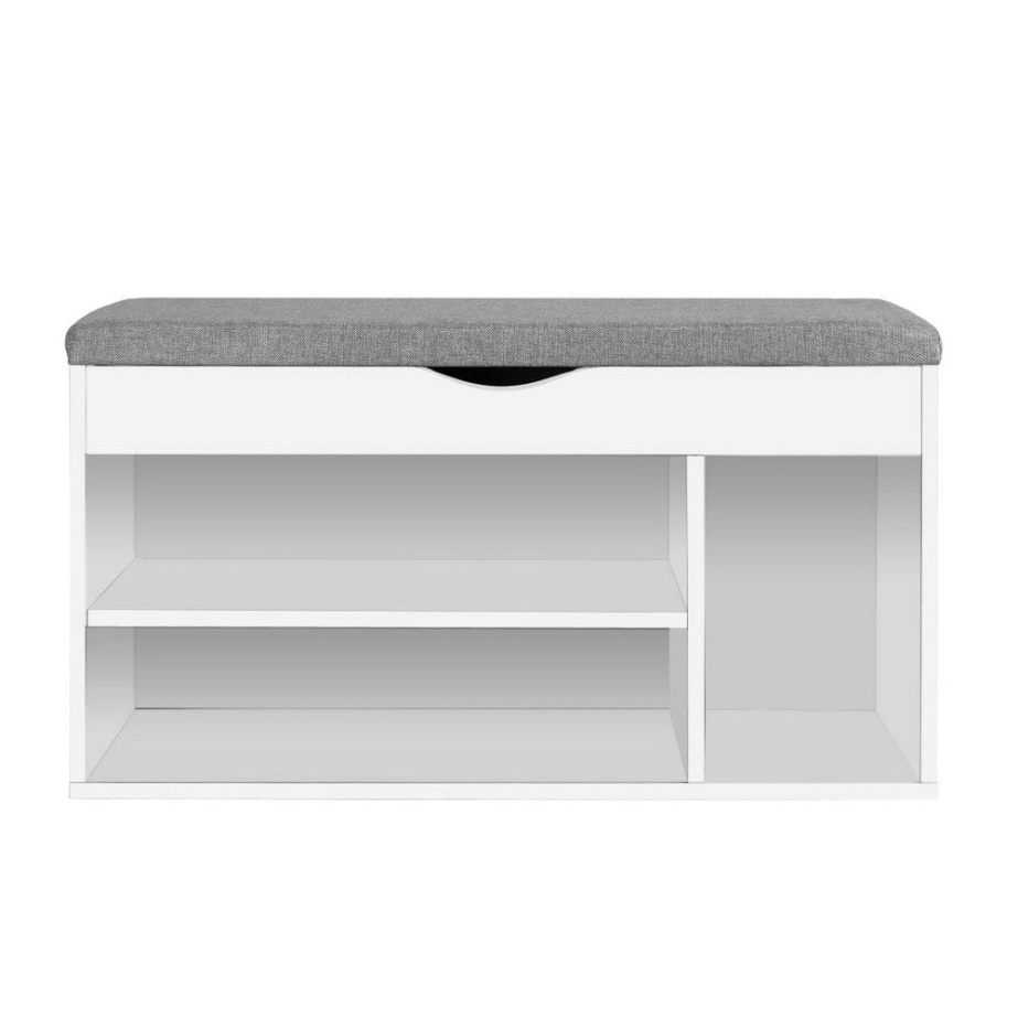 White Shoes Organiser Function Wood Furniture Minimalist Shoe Rack Cabinet  Bench with Seat for Small Home