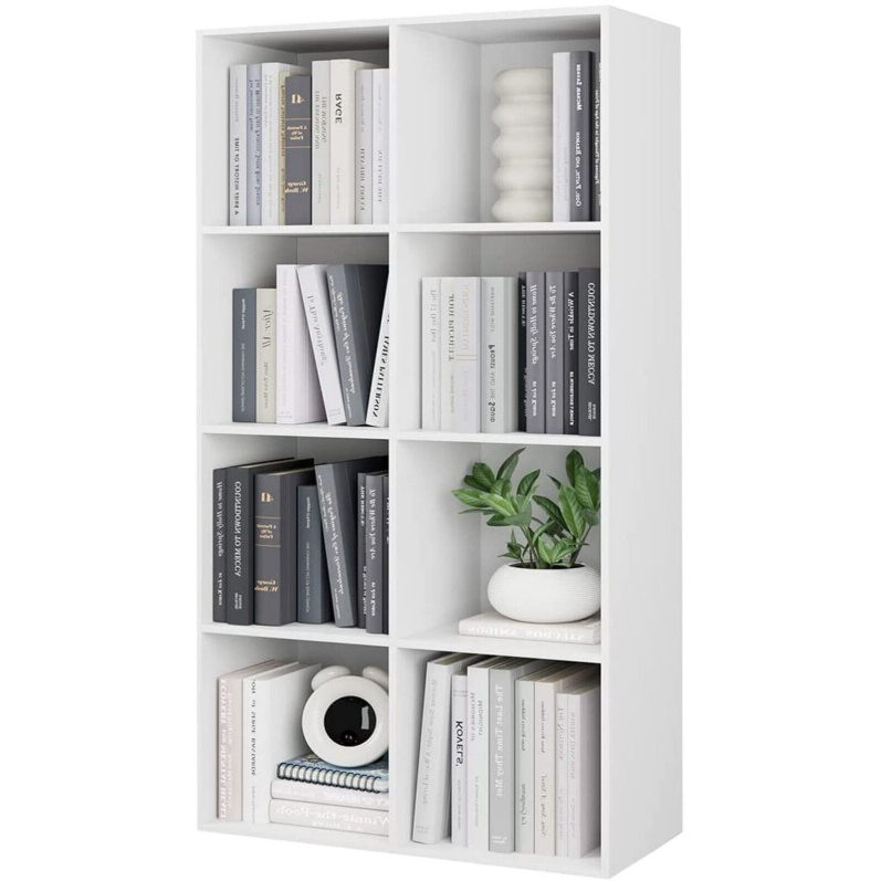 contemporary cheap nordic stylish modern 4 tier 8 cube white wood book shelf bookcase