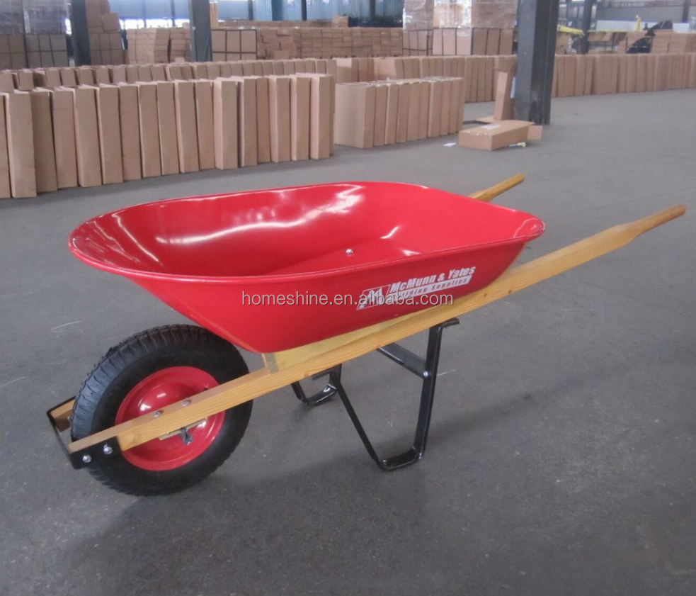 Wooden Handle wheel barrow,metal tray garden wheelbarrow