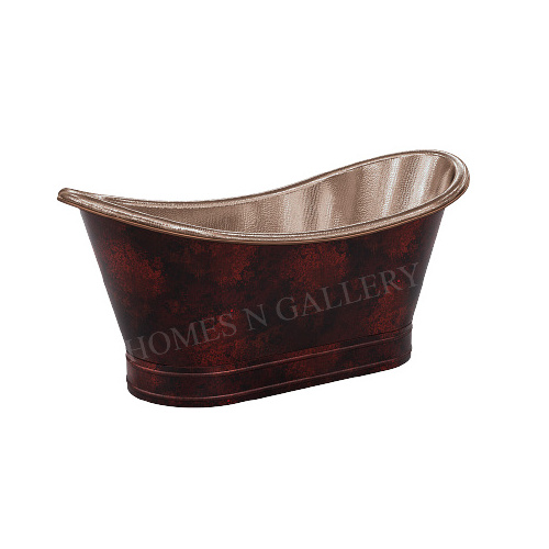 Cheap Price High Quality Pure Copper Metal Customized Size Handmade Hammered Bathroom Bathtub With Copper Finished From India