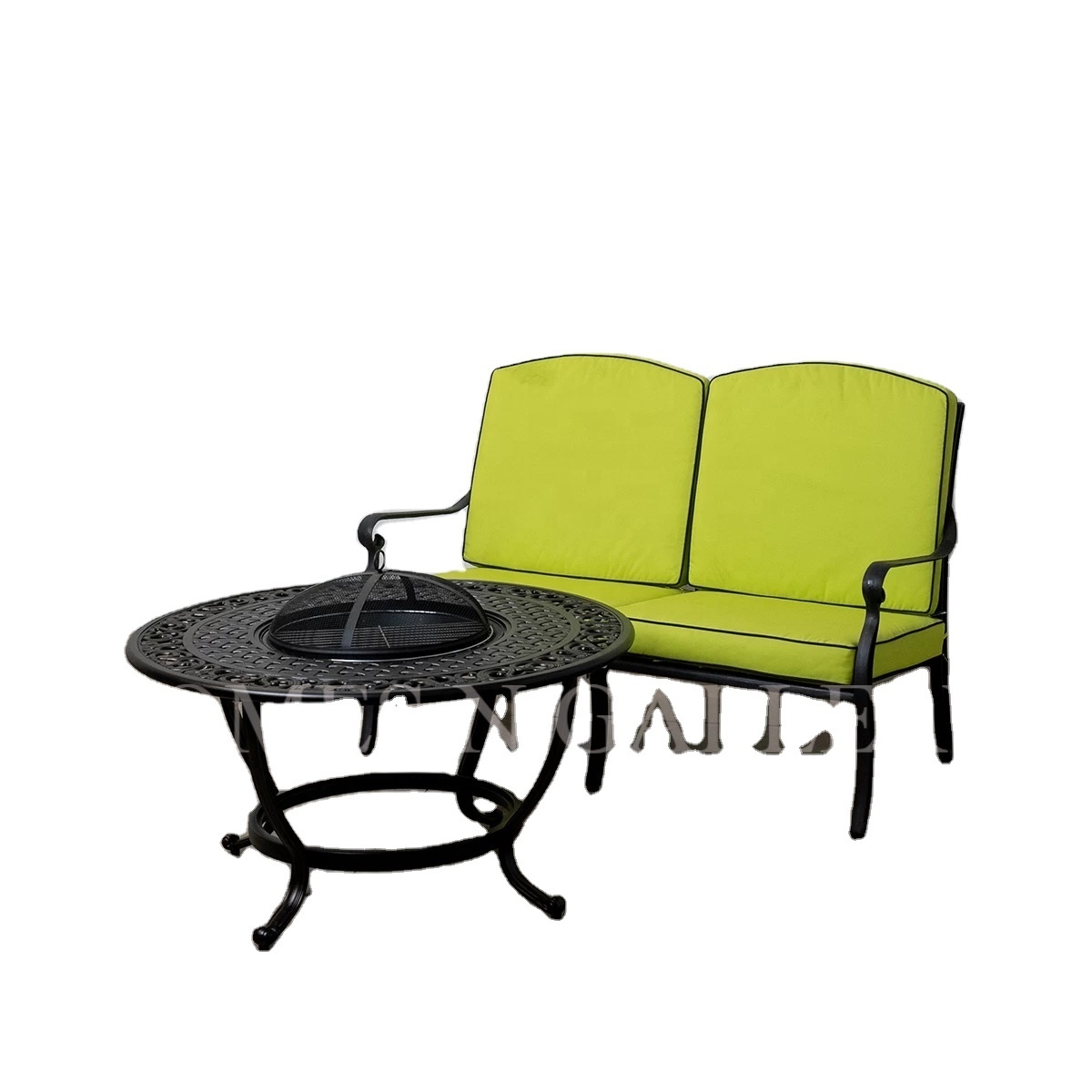 Latest antique finishing cast aluminium outdoor garden furniture garden set two seater fire pit at cheap price from India