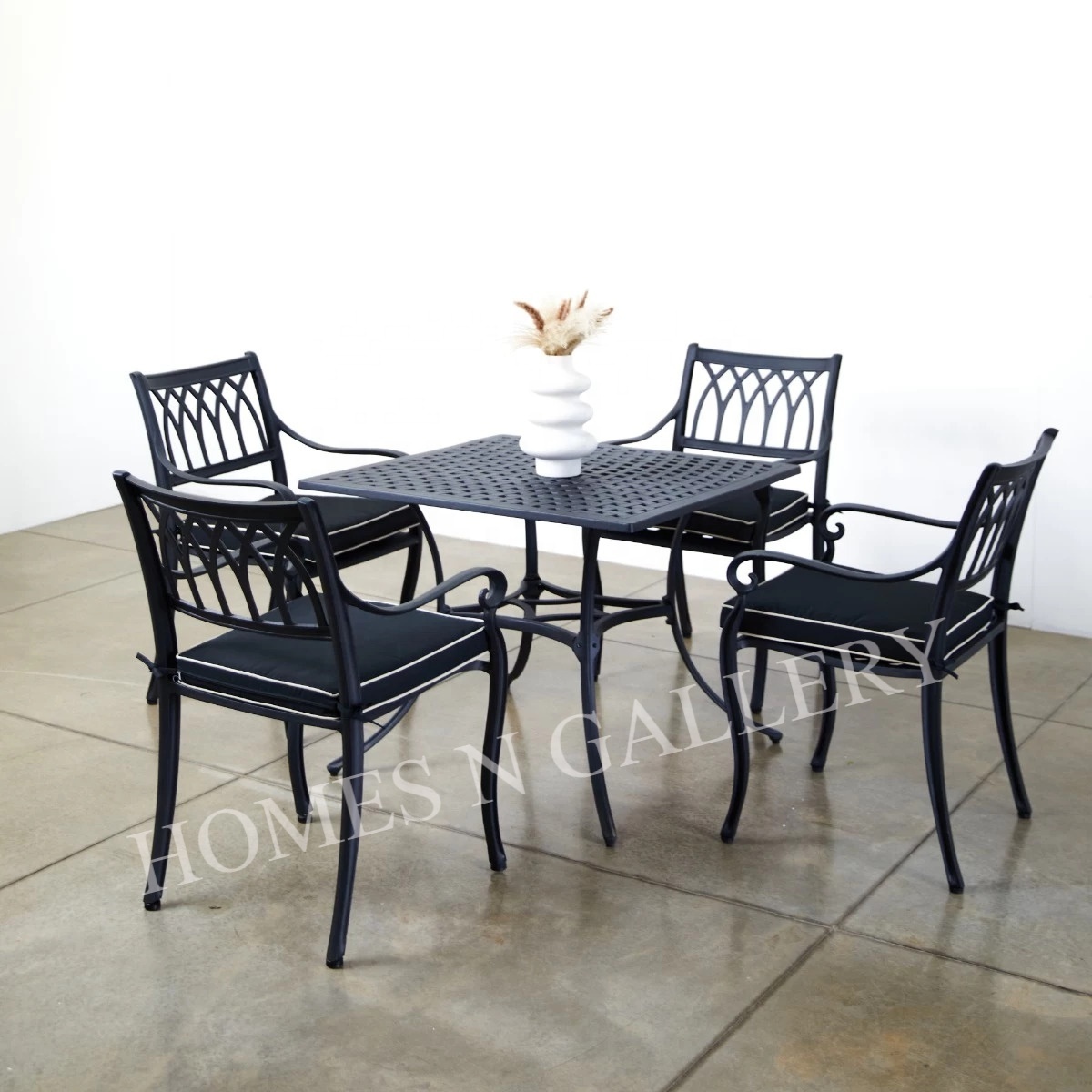 High quality caste aluminium 6 Sets and indoor square dining table with dark bronze finishing at cheap price from India