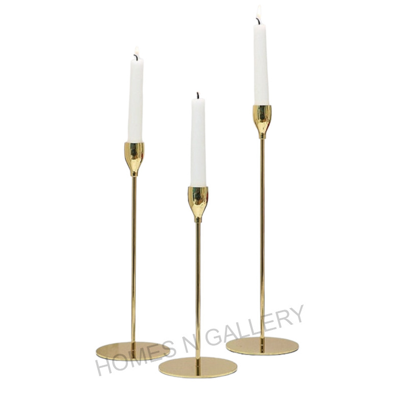 Latest Handmade Luxury Antique Standing Design Metal Iron Home Decorative Candle Standing Holders Sticks With Brass finished