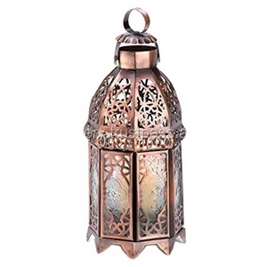 Antique Candle Holder Brass Metal and Glass candle Lantern Decoration Modern Metal Candle Lantern for Home Decor made in India