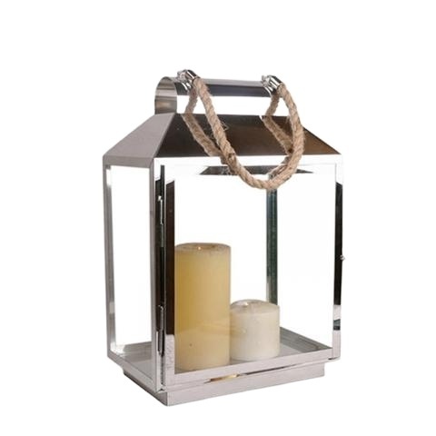 Indoor Outdoor Candle Light Lanterns Wooden Candle Lantern with Rope Handle