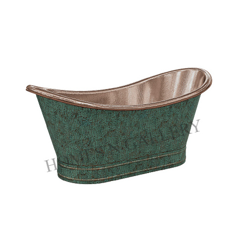 High Quality Pure Copper Antique Design Copper Bathtub With Verde Green Patina  Copper Rustic Finishing Bathtubs For Bathing