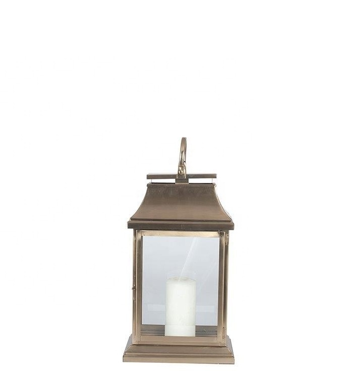 Indoor Outdoor Candle Light Lanterns Wooden Candle Lantern with Rope Handle