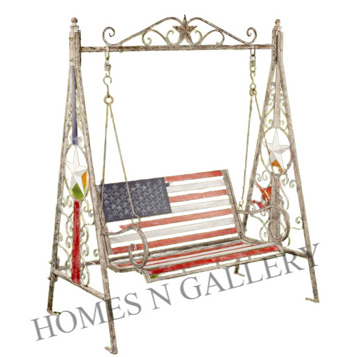 Hot Selling New Finishing Antique Design Metal Iron Outdoor Garden Decorative Antique Finishing Metal Wrought Iron Swing