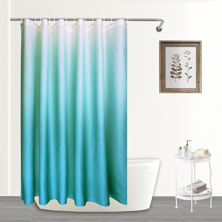 Printed Waffle Gradient Bath Curtain shower liner New Design Waterproof Bathroom Shower Curtain