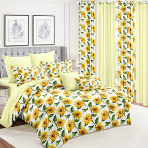 Skin-friendly Polyester Printed Bed Sheets High Quality Bedroom bedding Set Matching Curtains for home