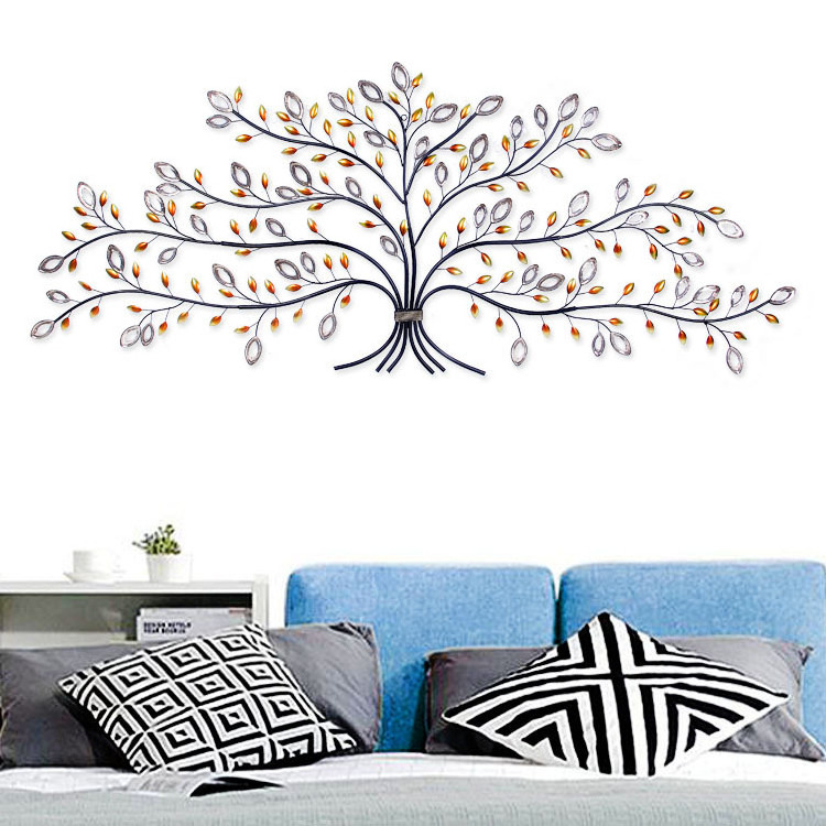 Creative wrought iron fortune tree furniture living room TV background wall decoration